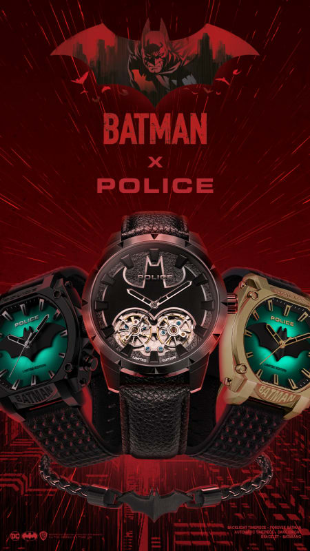 アメコミ[新品] BATMAN×POLICE コラボ時計(ゴールド)